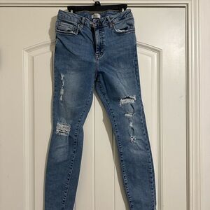 Forever 21 Light Blue Distressed Skinny Jeans